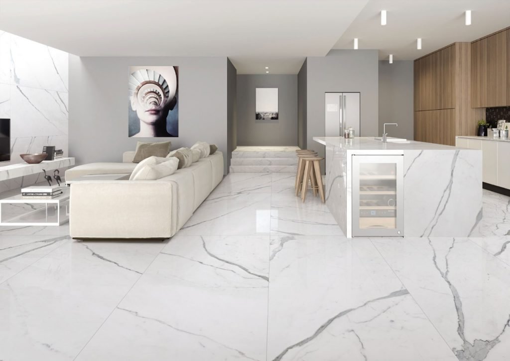 living room with italian marble